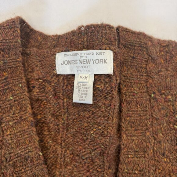 Vintage Jones New York Medium Mohair Wool Blend Long Grandpa Cardigan Sweater - Picture 2 of 9